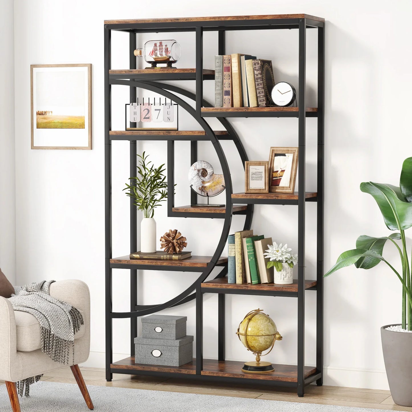 Tribesigns Industrial 5 Tier Etagere Bookcase Freestanding Display Shelf