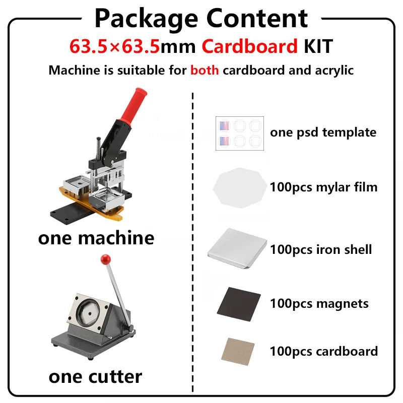 Fridge Magnet Button Making Machine With Cutter And Materials Set