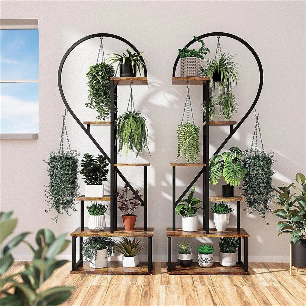Wisfor Half Heart Shaped Plant Stand Six Tier Display Rack