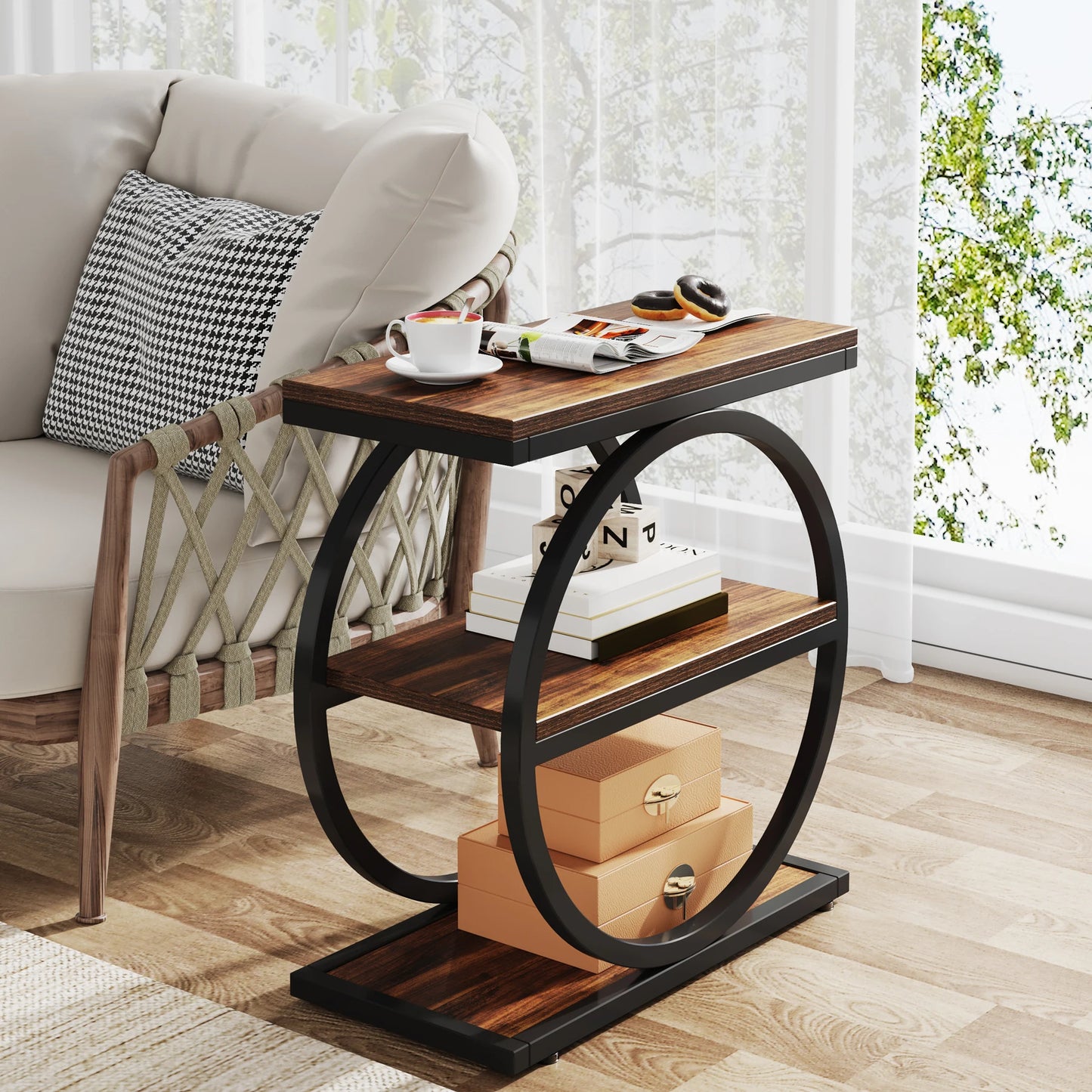 Tribesigns End Table 3 Tier Side Table With Metal Frame