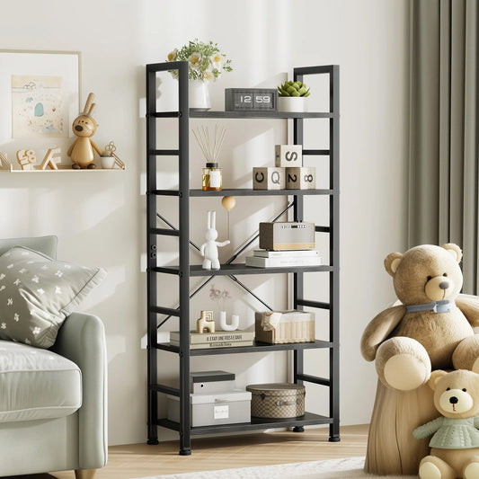 JHK 5 Tier Wooden Display Bookshelf for Living Room