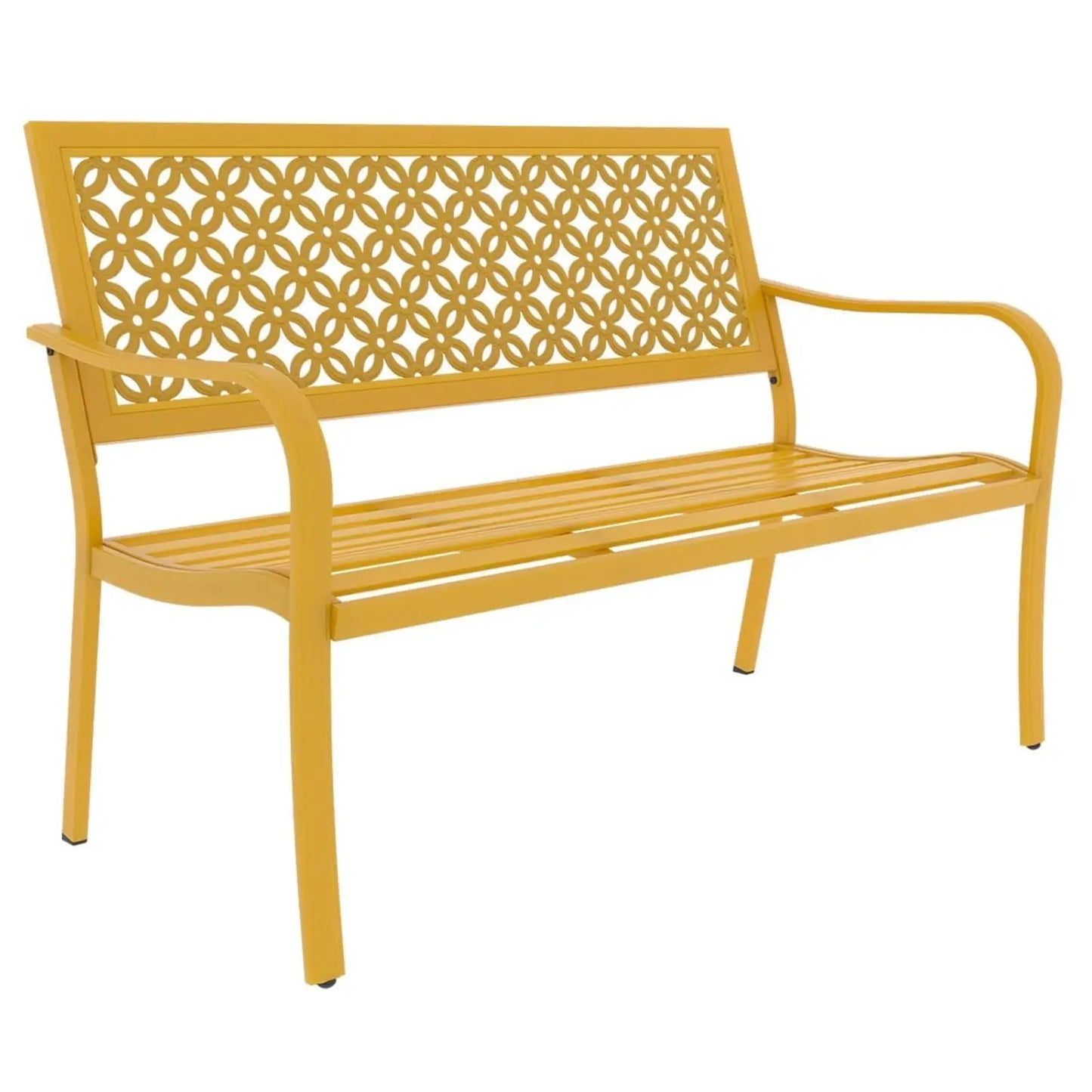 52" Outdoor Bench Rust-Free Metal Frame Aluminum Backrest Faux Wood Finish Patio Garden Porch, Customized