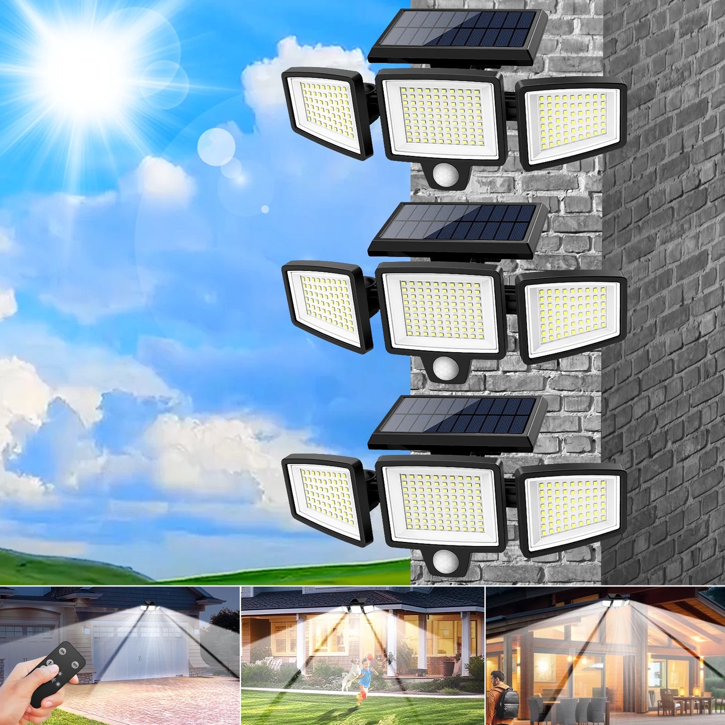 SZRSTH Outdoor Solar Motion Sensor Lights 3 Pack