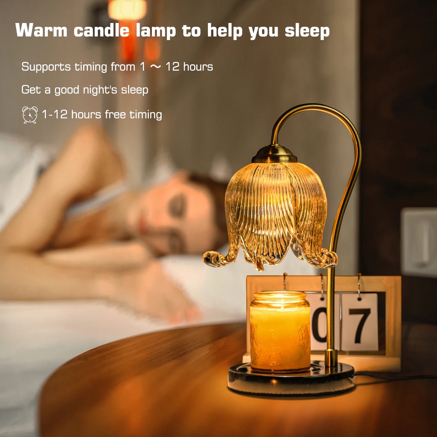 Tulip Flower Warm Candle Lamp French Retro Bedroom Table Lamp