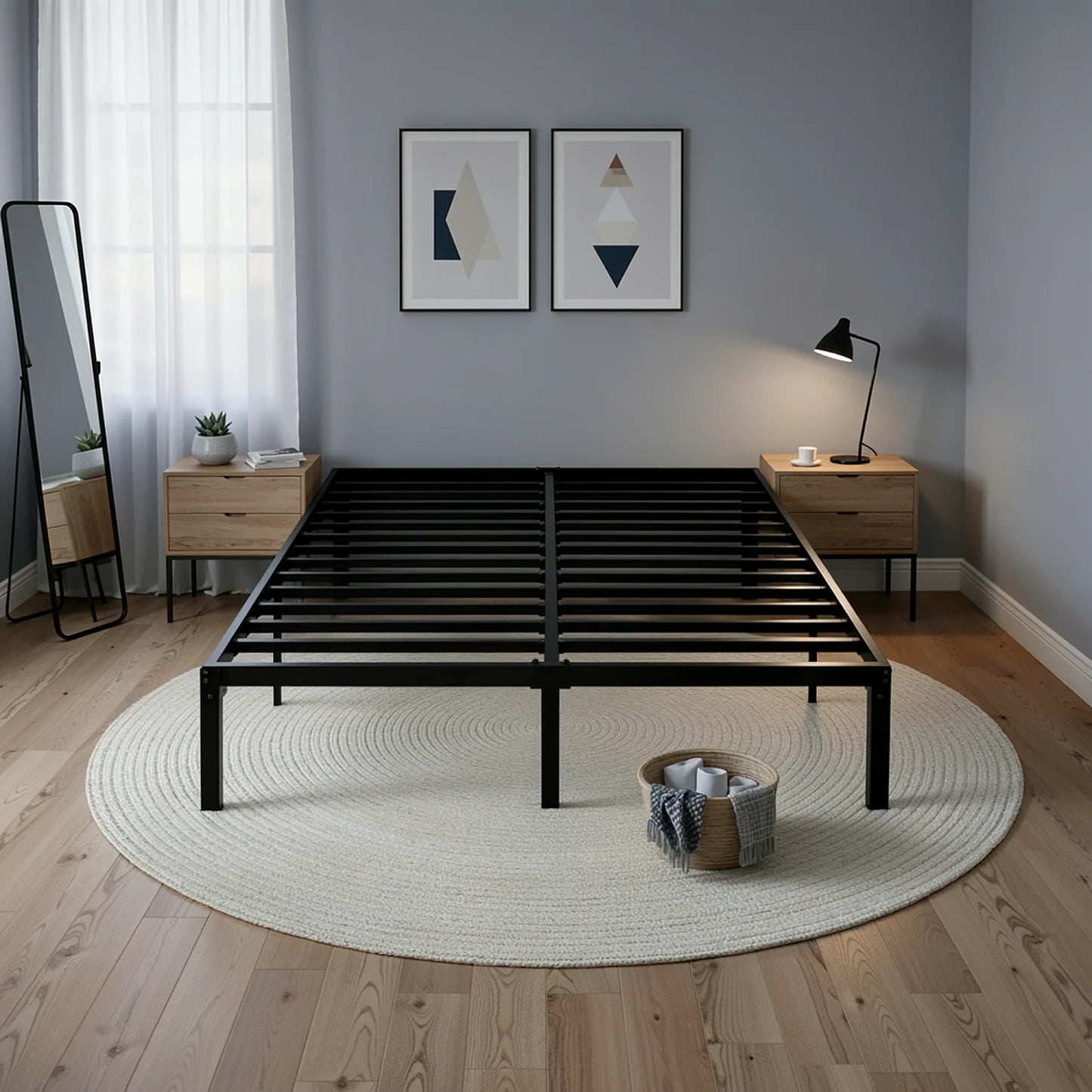 HOOMIC Heavy-Duty Metal Bed Frame With Under-Bed Storage