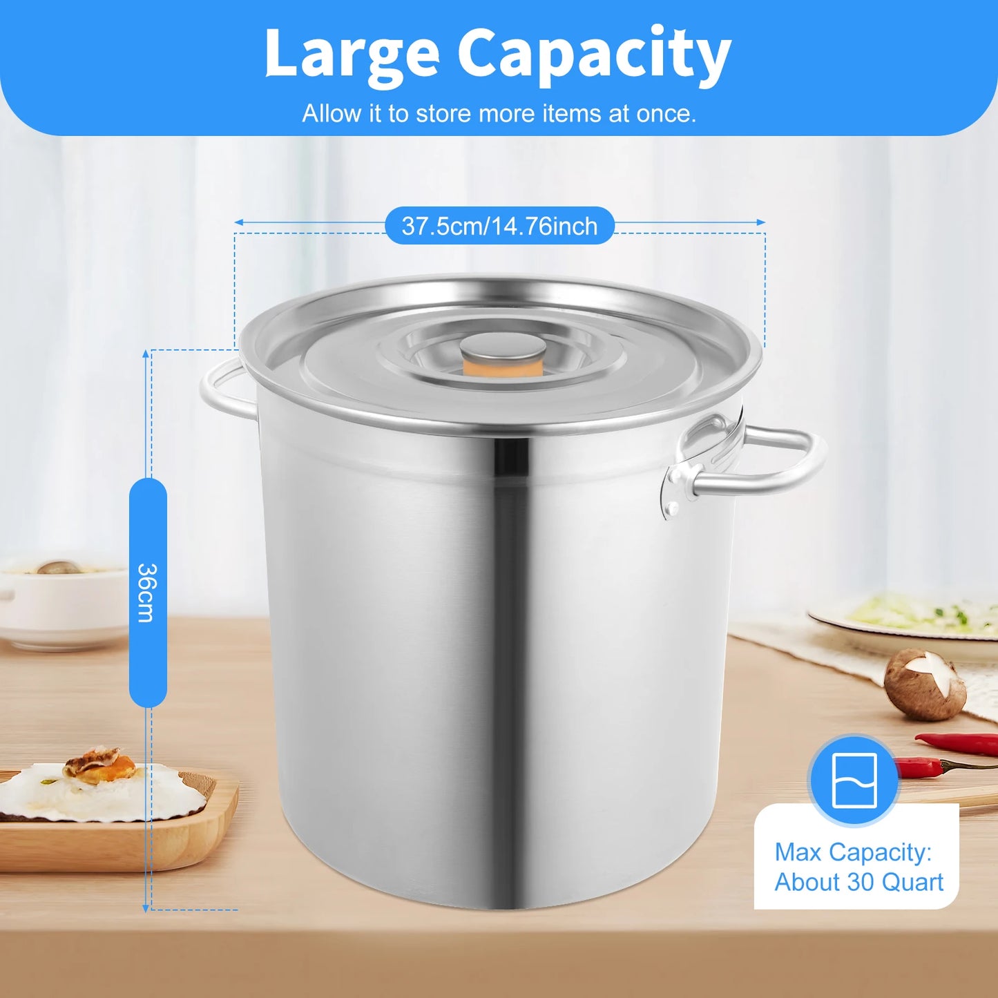 Stainless Steel Soup Pot With Cover And Ergonomic Handles