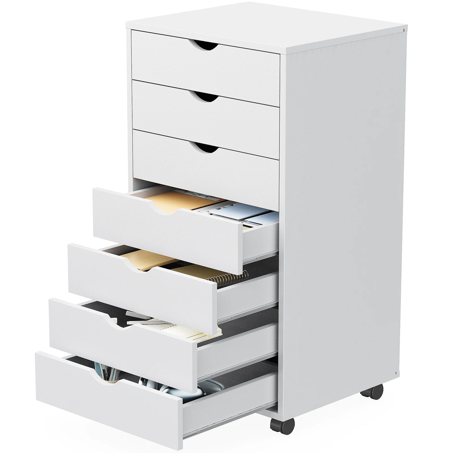 JHK 7-Drawer Chest Nightstand With Rolling Wheels