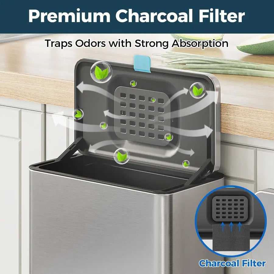 XMSJ Stainless Steel Hanging Trash Can With Lid And Bucket