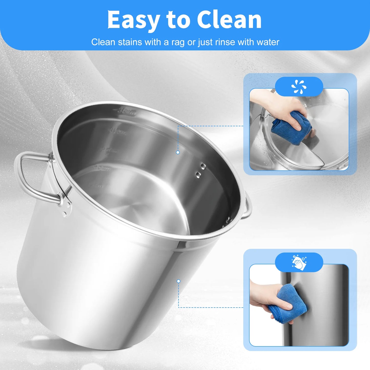 Stainless Steel Soup Pot With Cover And Ergonomic Handles