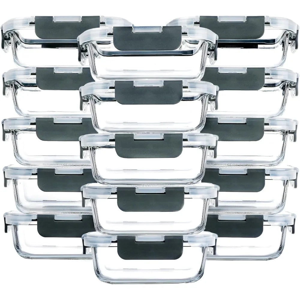 Glass Meal Prep Containers With Lids, Airtight Dishwasher Safe