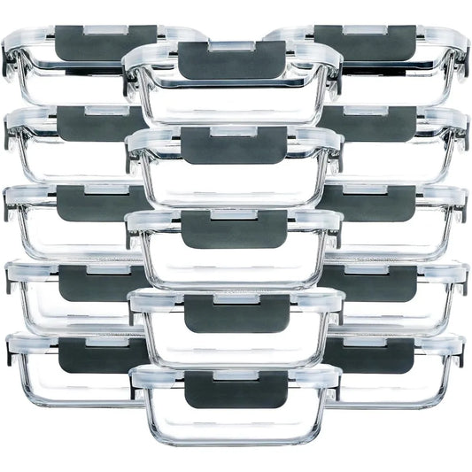 Glass Meal Prep Containers With Lids, Airtight Dishwasher Safe