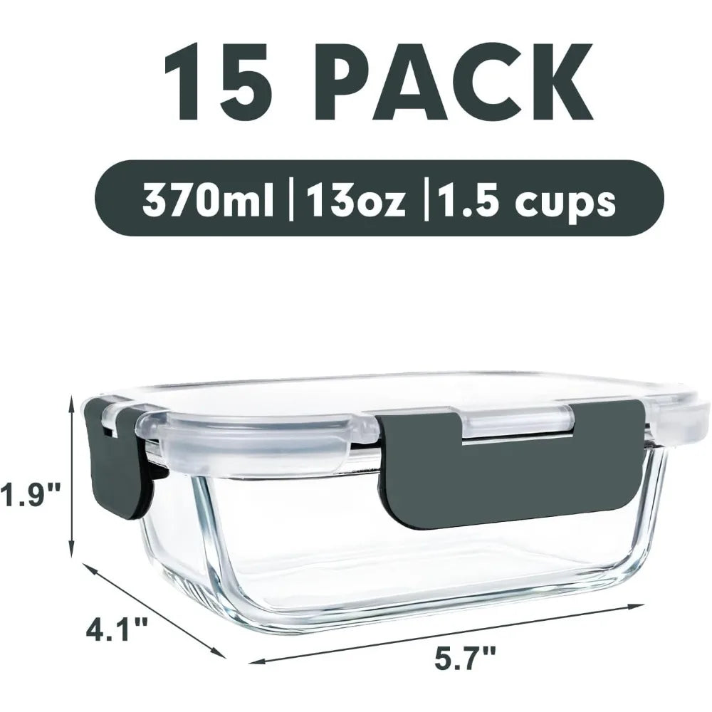 Glass Meal Prep Containers With Lids, Airtight Dishwasher Safe