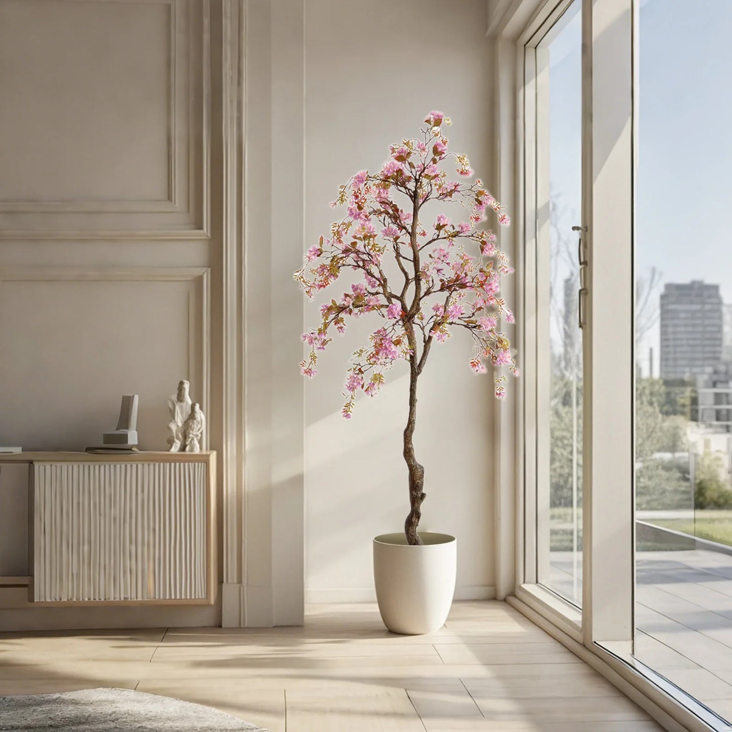 HiMISSCN Silk Begonia Tree In Pot Realistic Faux Plant