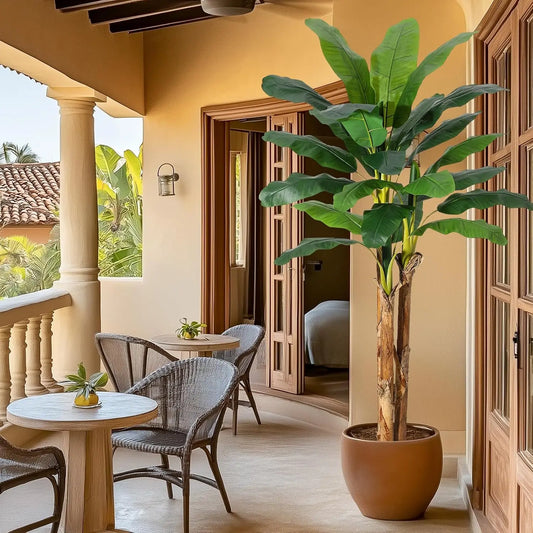 HiMISSCN Artificial Banana Tree With Realistic Leaves For Home Decor