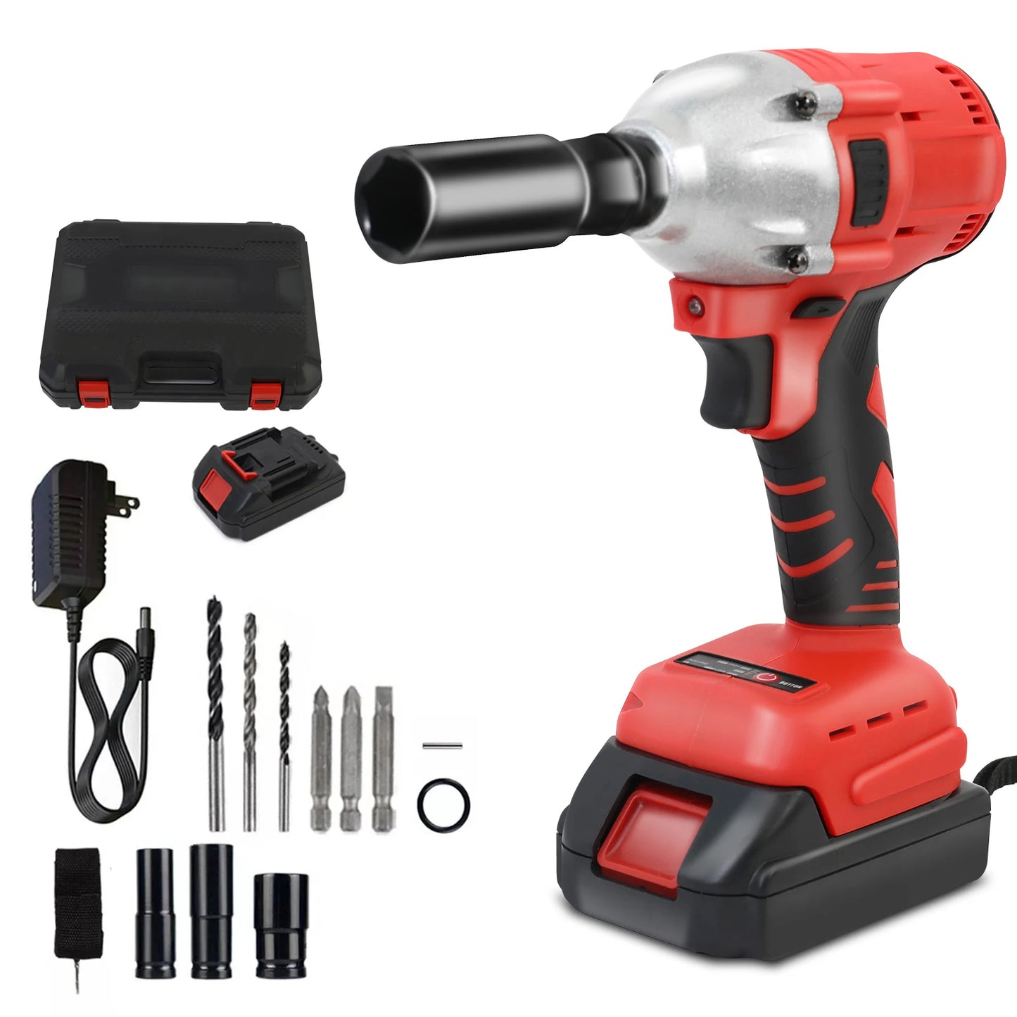 Brushless Cordless Impact Wrench Drill 1000Nm 20V With Battery