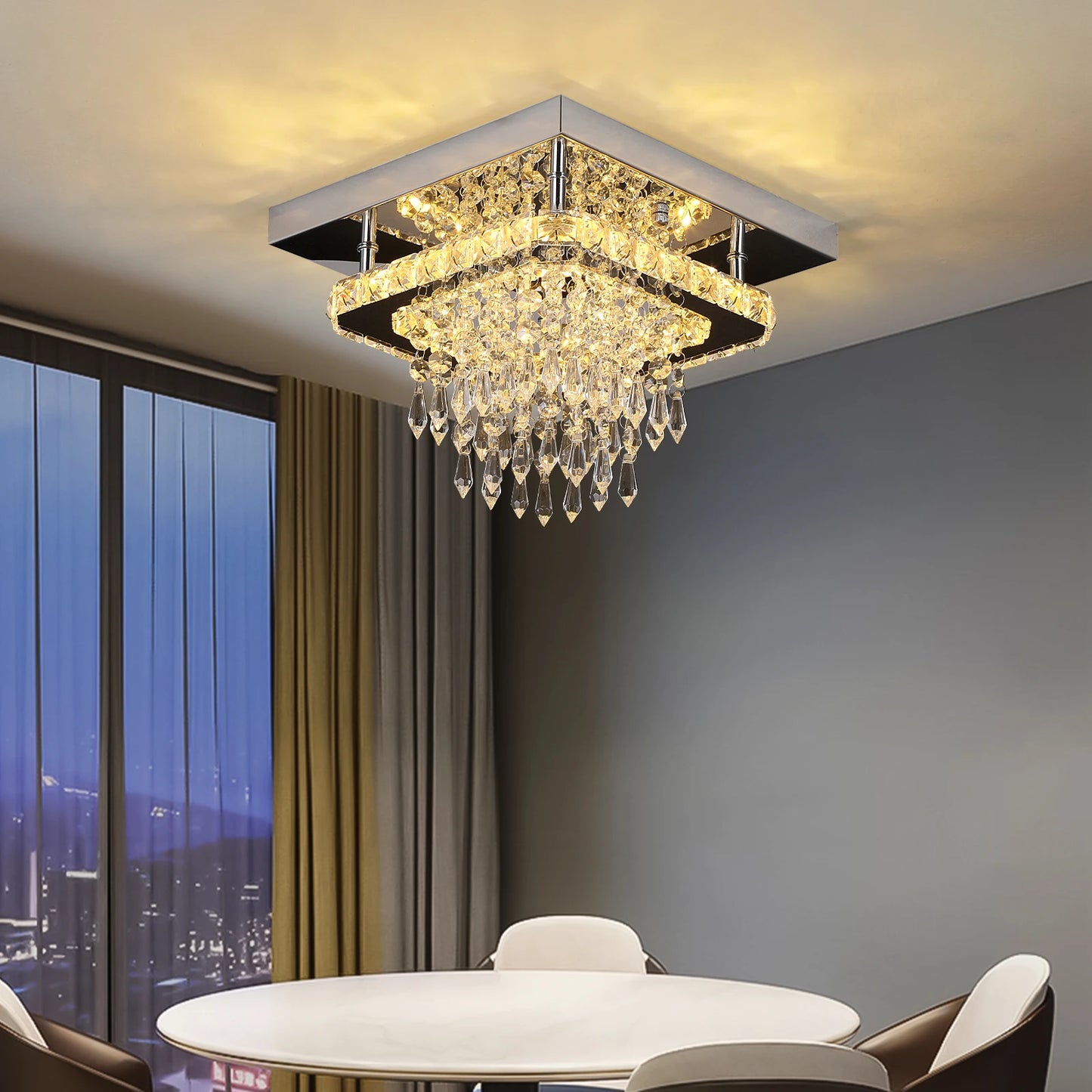 VETRULUS Modern Crystal Led Chandelier Ceiling Light