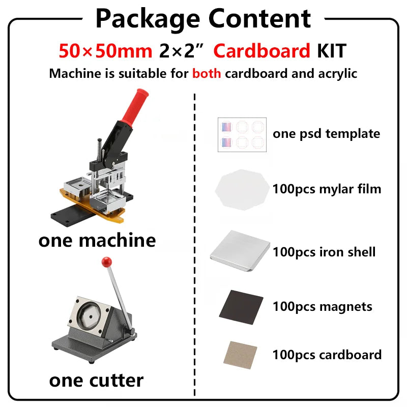 Fridge Magnet Button Making Machine With Cutter And Materials Set