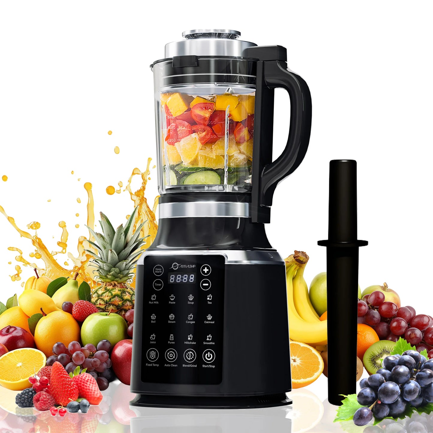 Astralship ASH01-B 1500W Countertop Blender With Stainless Steel Blades