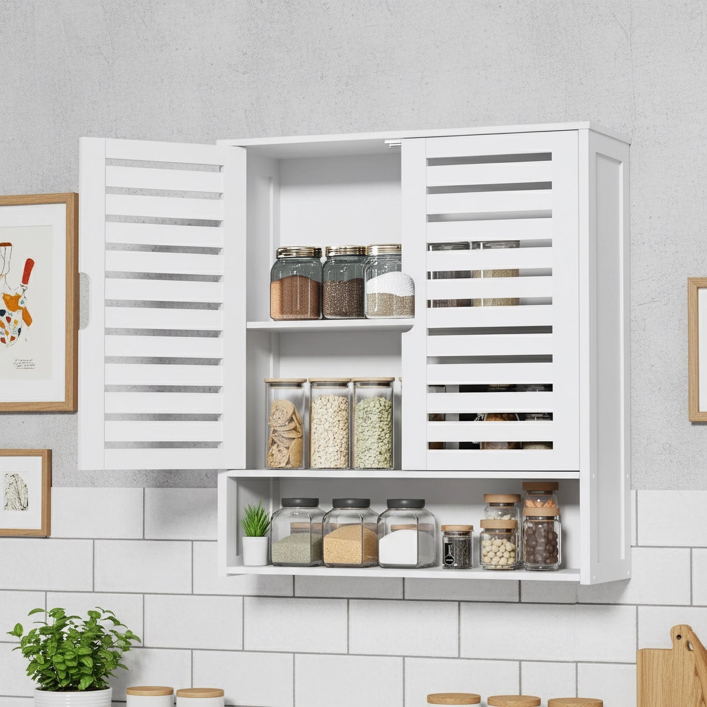 Wisfor Bamboo Over The Toilet Wall Cabinet With Two Doors