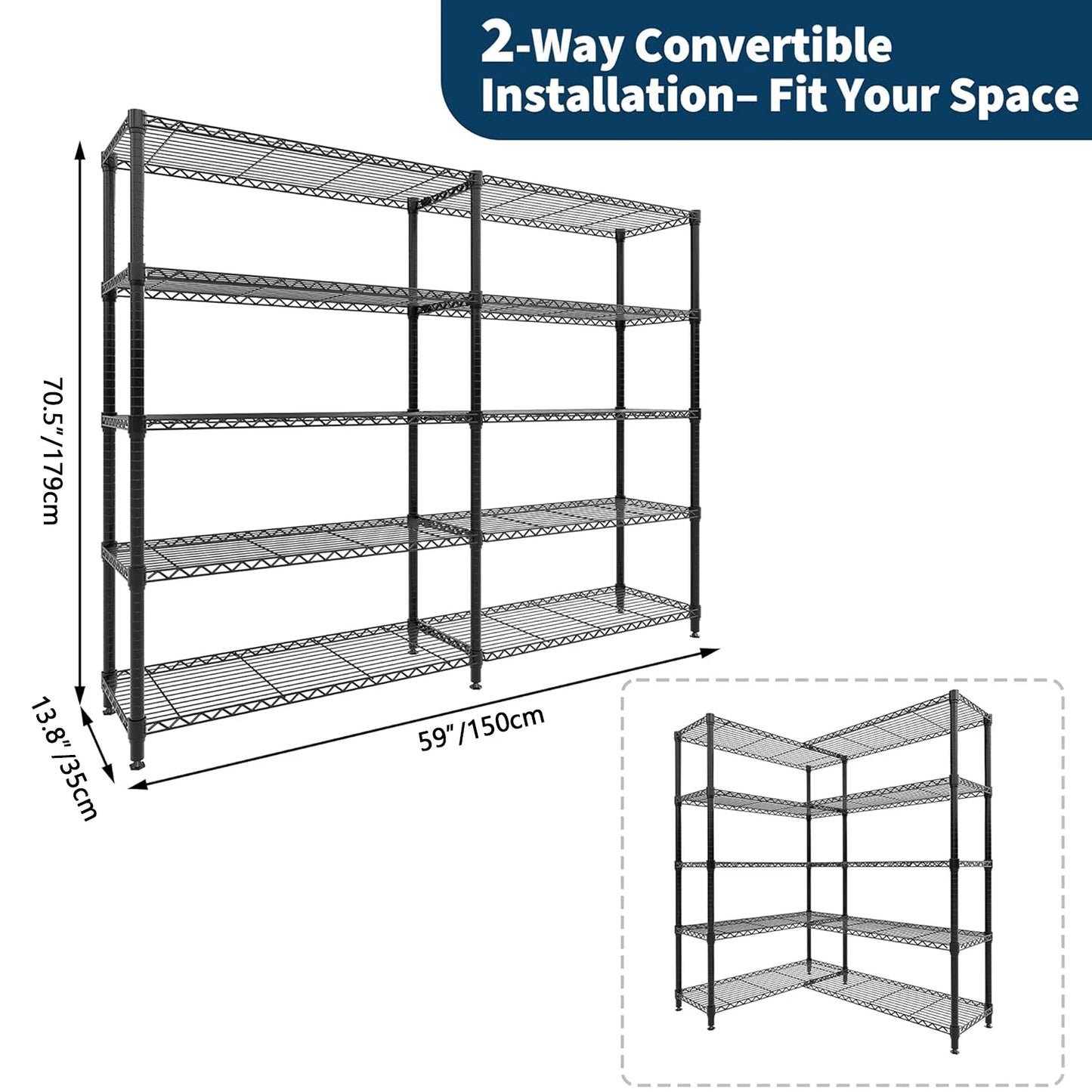 TWISTER.CK Heavy Duty Adjustable 5-Tier Storage Shelves Metal Unit