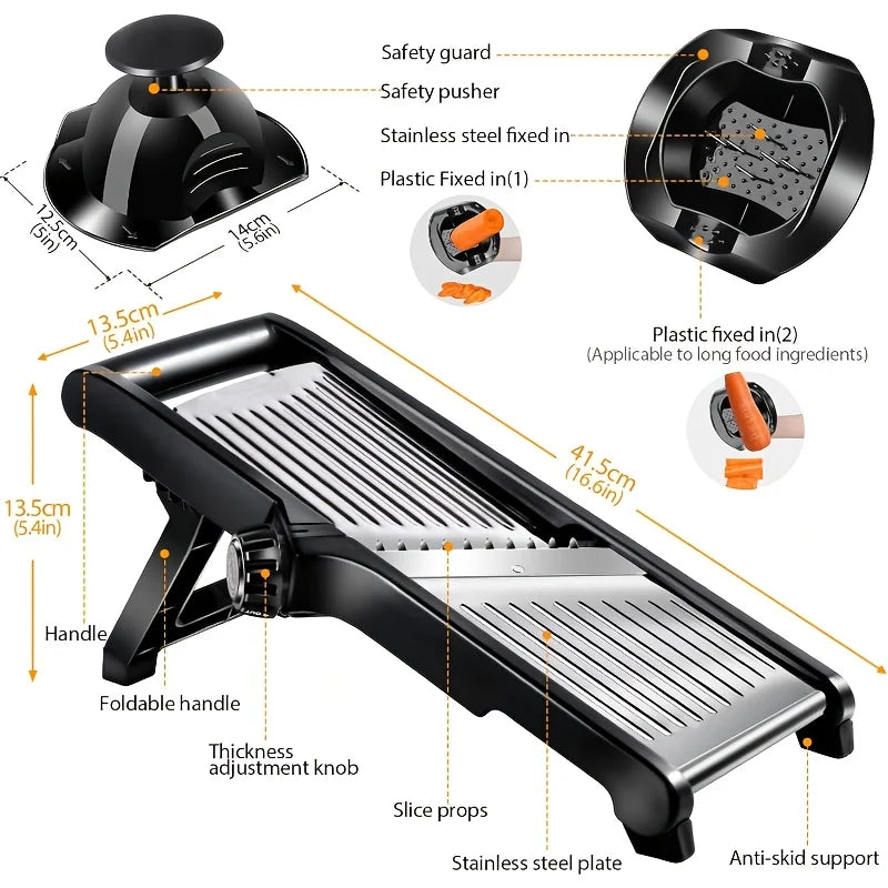 KYJG Stainless Steel Mandoline Slicer With 5 Interchangeable Blades