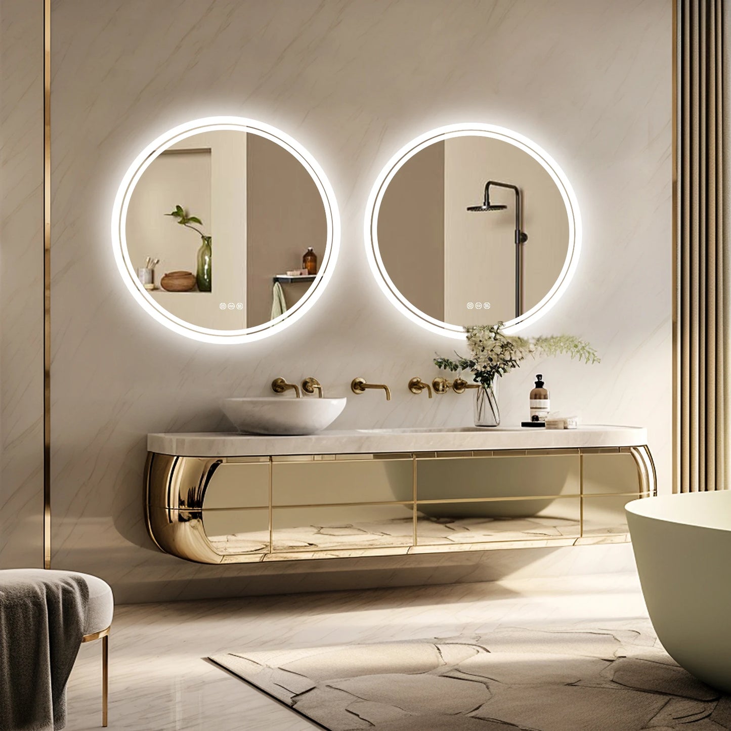 Wisfor Circular LED Backlit Bathroom Mirror with Anti-Fog and Dimmable