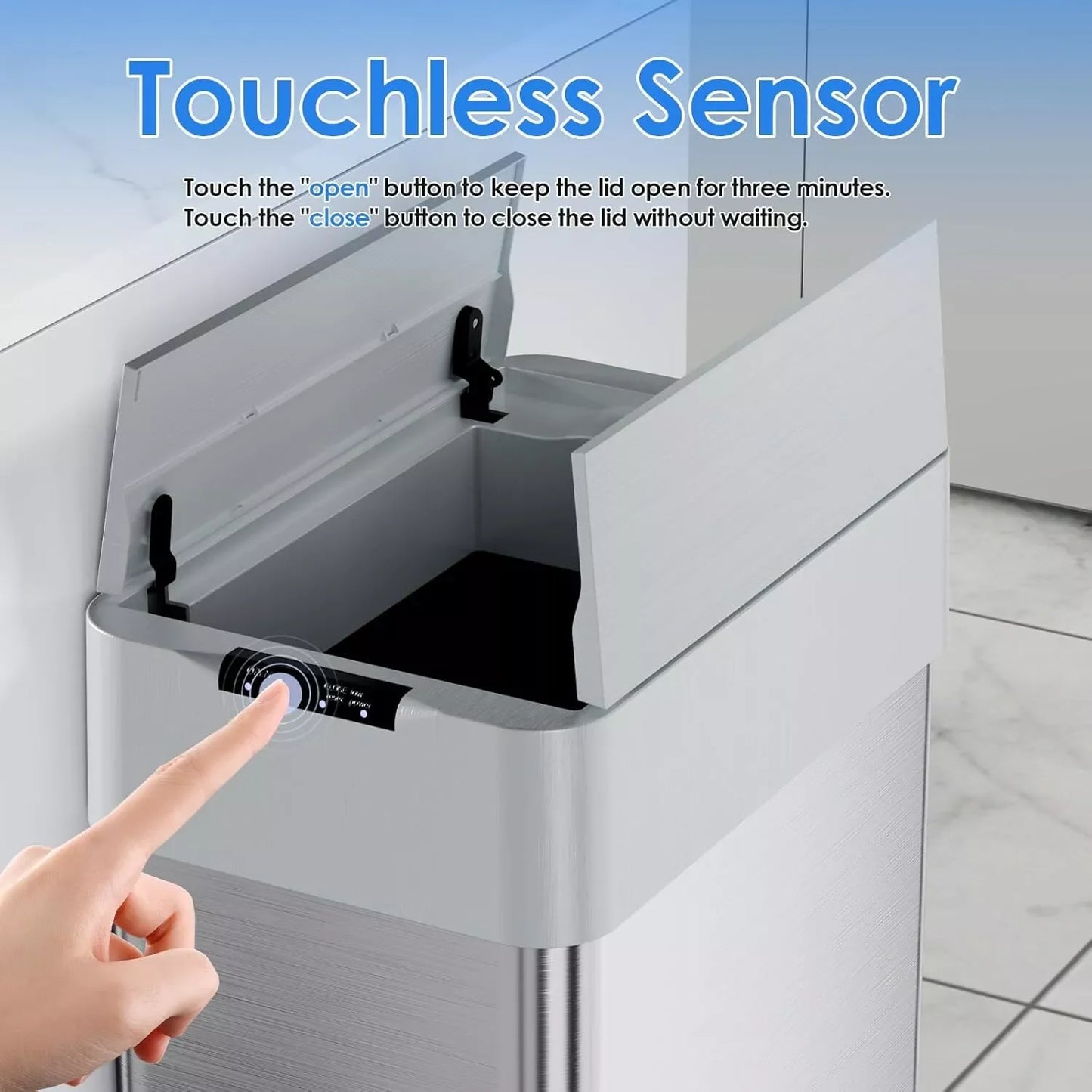 HOMFA Motion Sensor Trash Can Automatic Stainless Steel Kitchen Bin