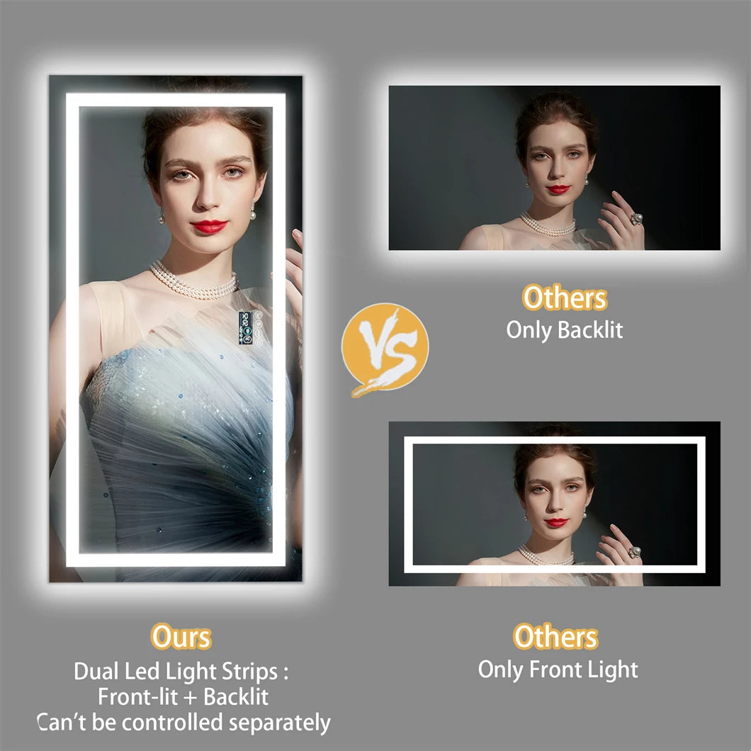 BORWART Smart LED Vanity Mirror with Bluetooth and Anti Fog