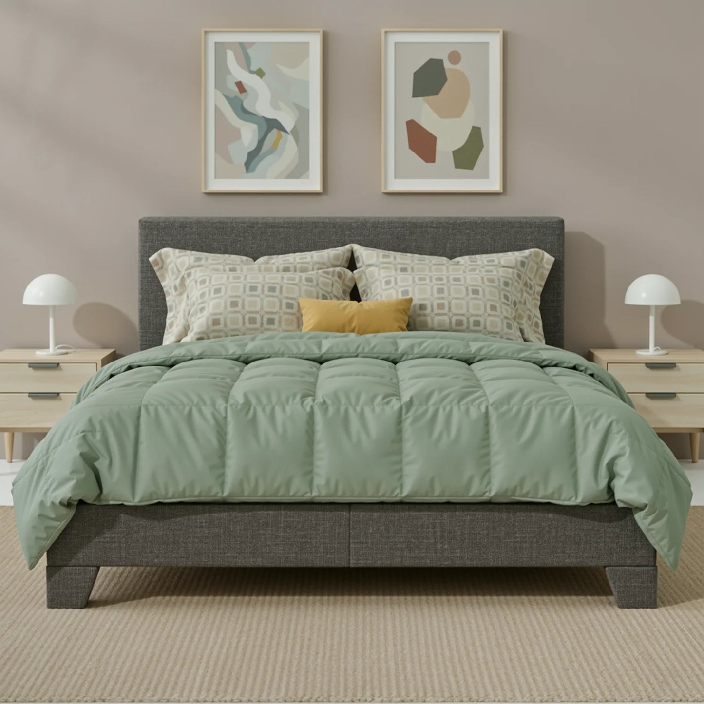 HOOMIC Upholstered Bed Frame With Adjustable Linen Headboard And Slats