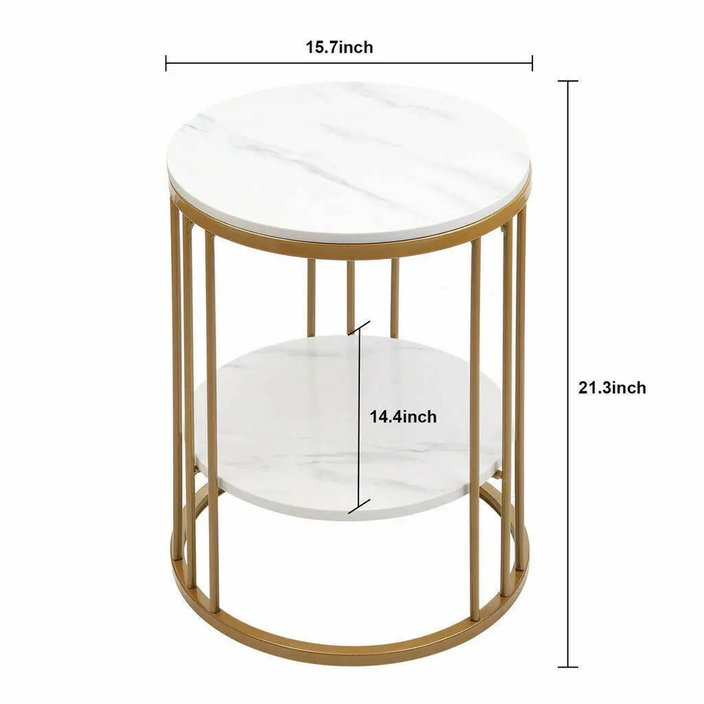 Wisfor Two Tier Marble Round Side Table