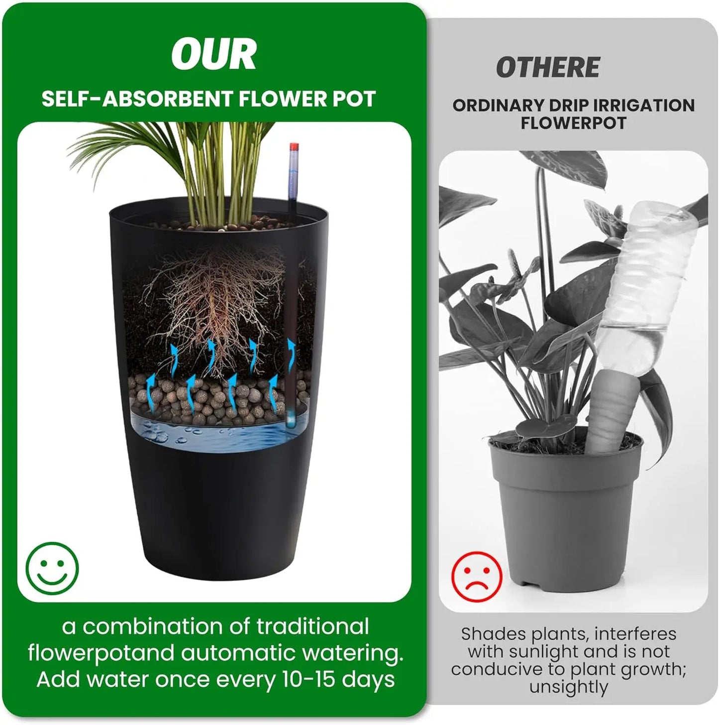 Studyset Self Watering Plant Pots Set of 2 for Indoor Plants