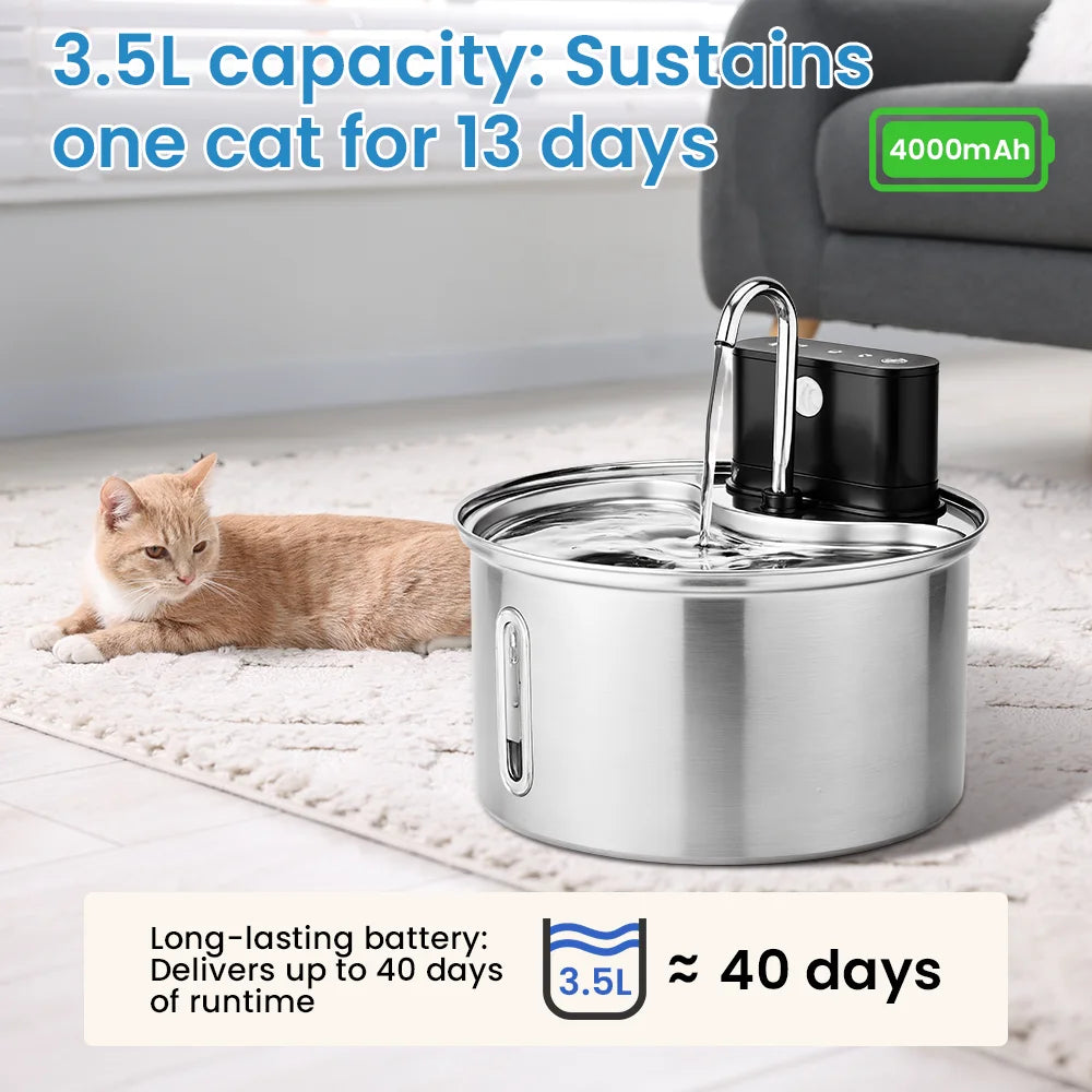 Cityflee Stainless Steel Cat Sensor Wireless Smart Water Fountain