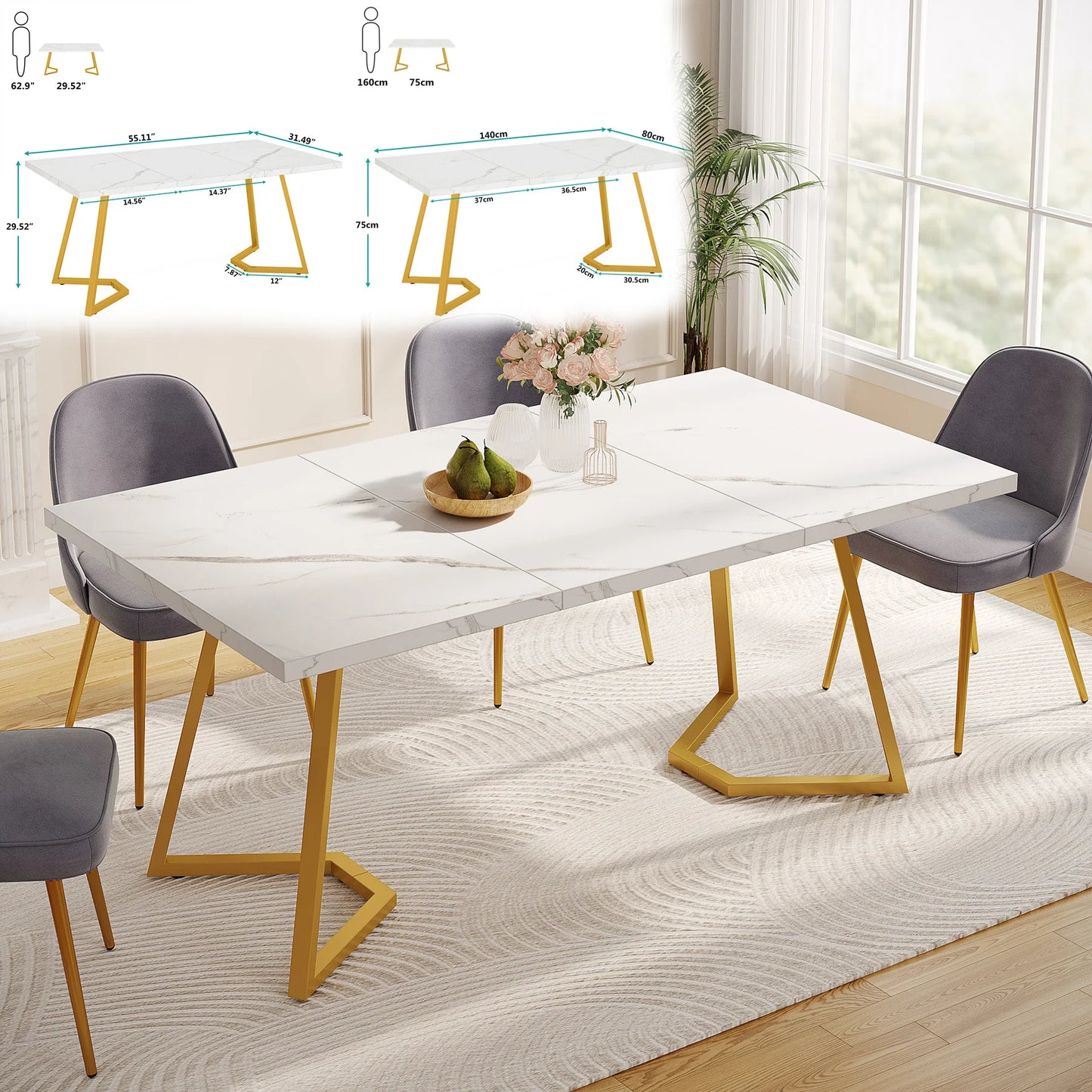Tribesigns Modern Dining Table For 4 To 6 People Deluxe