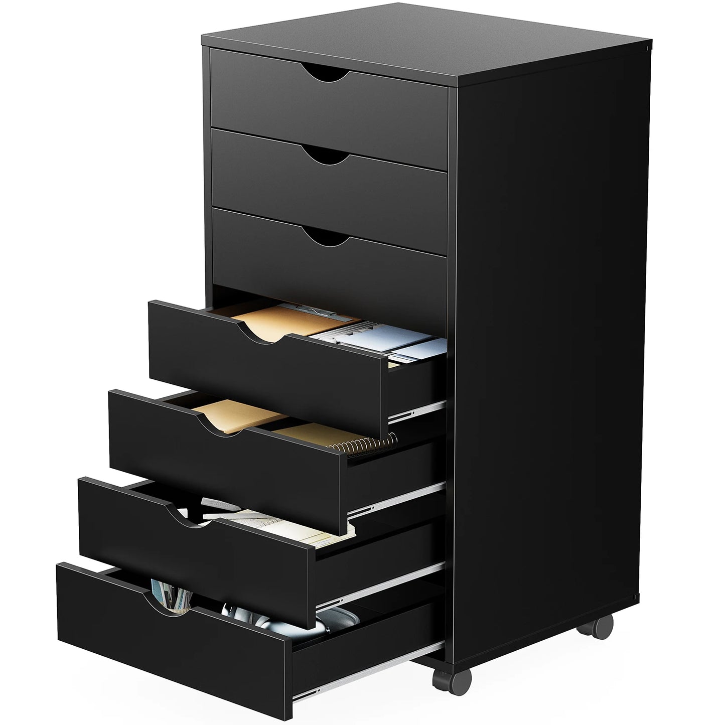 JHK 7-Drawer Chest Nightstand With Rolling Wheels