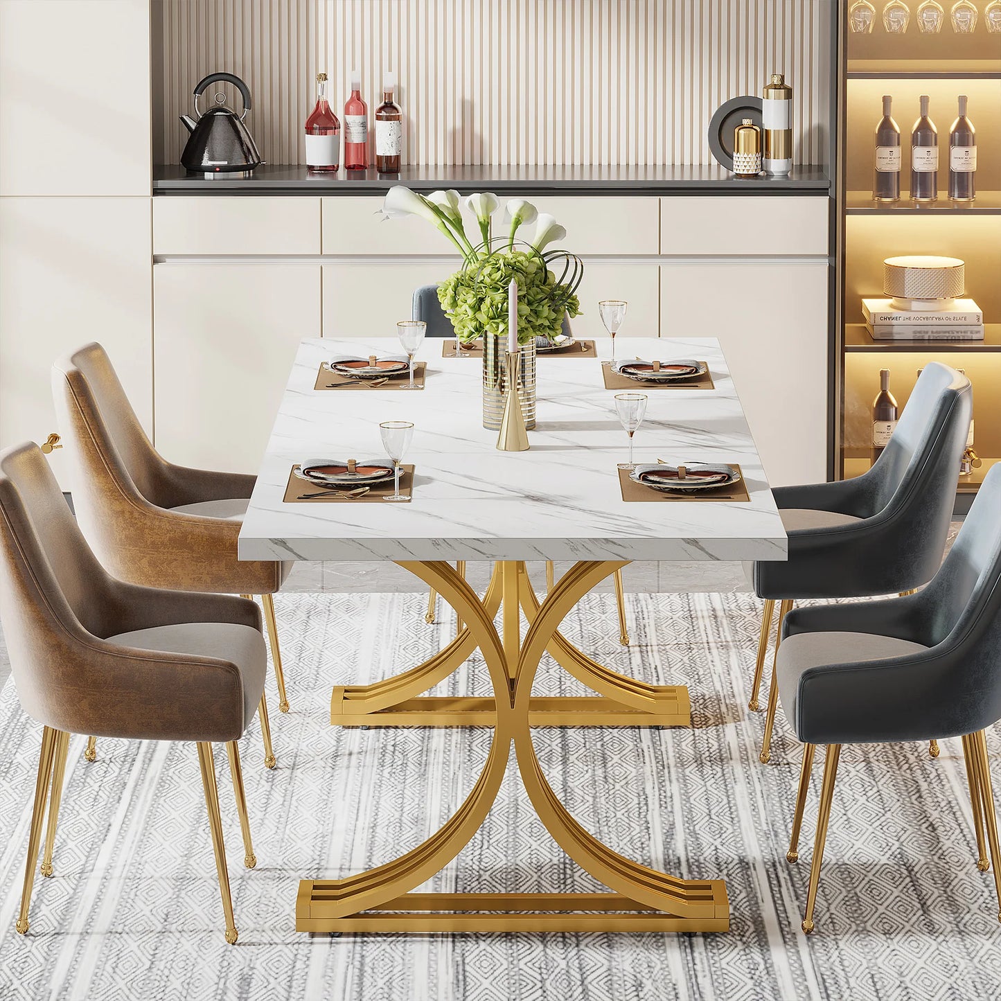 Tribesigns Contemporary Dining Table For 4 To 6 Guests