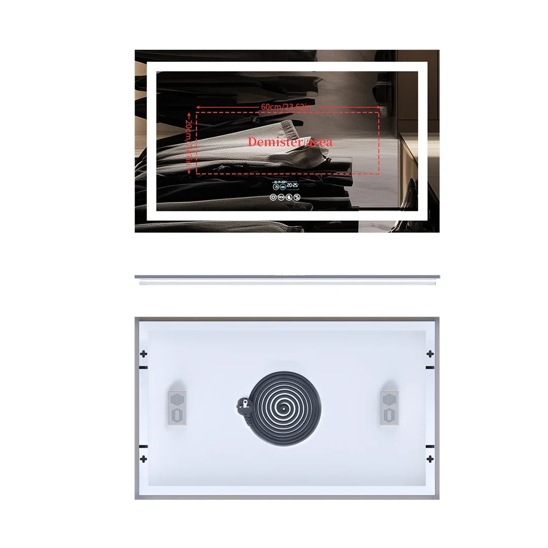 LUVODIC Fogless Illuminated Bluetooth Bathroom Mirror With Speaker