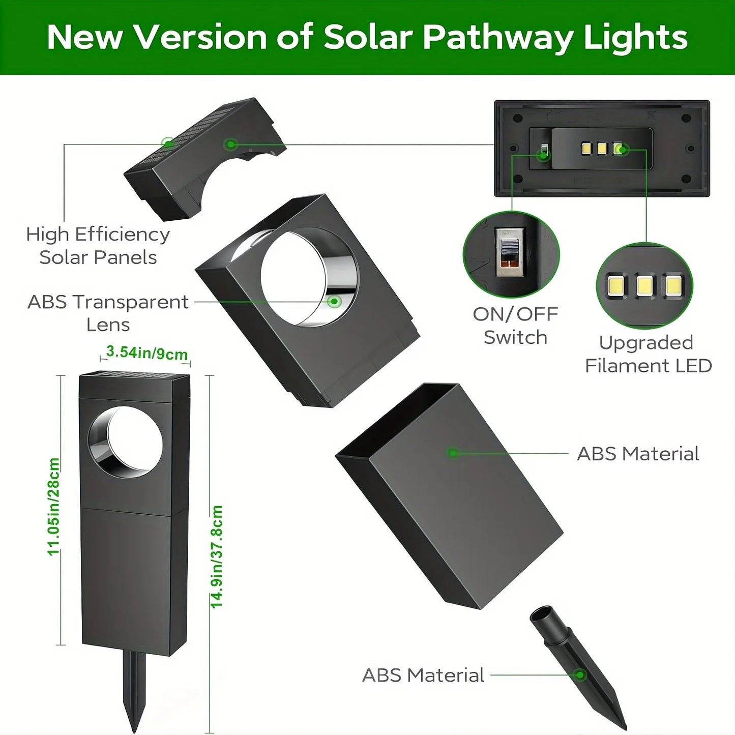 KPSTEK Solar Powered LED Lights for Outdoor Pathway Garden Patio
