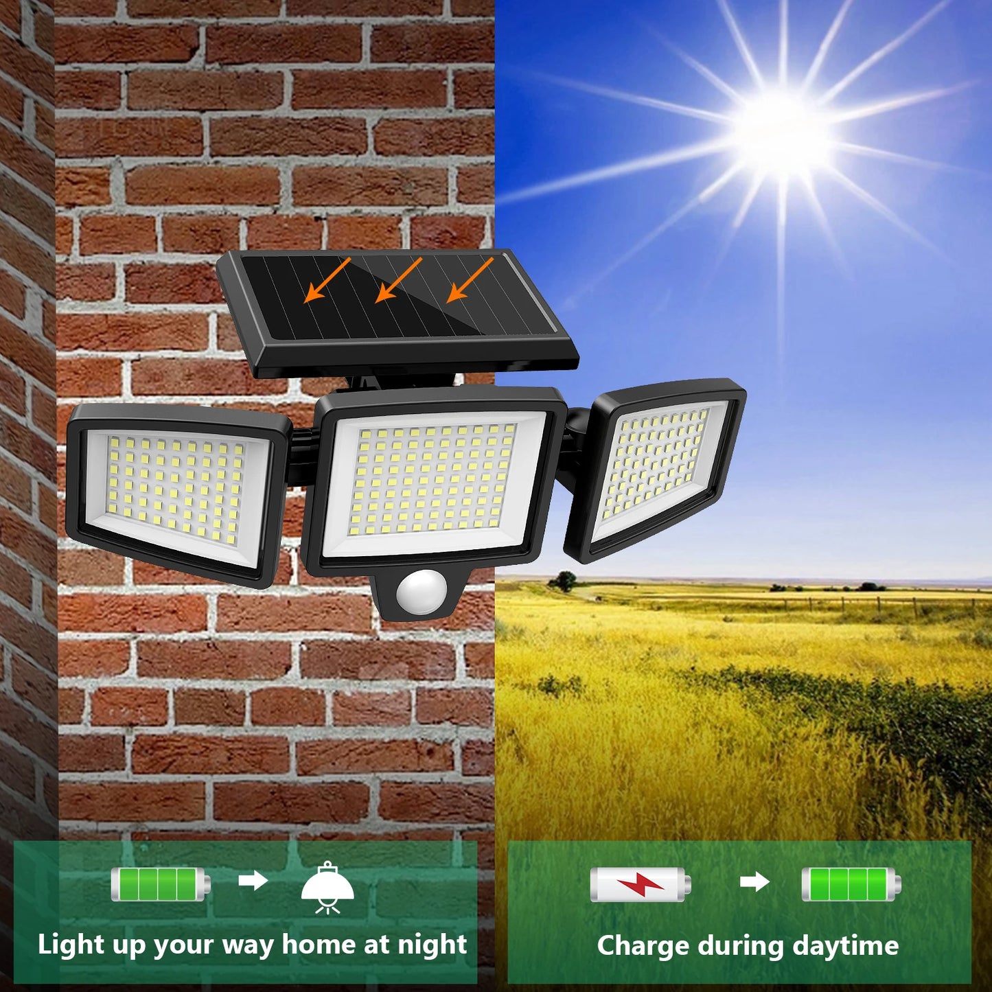 SZRSTH 4-Pack Solar Motion Sensor Security Lights For Porch Garage