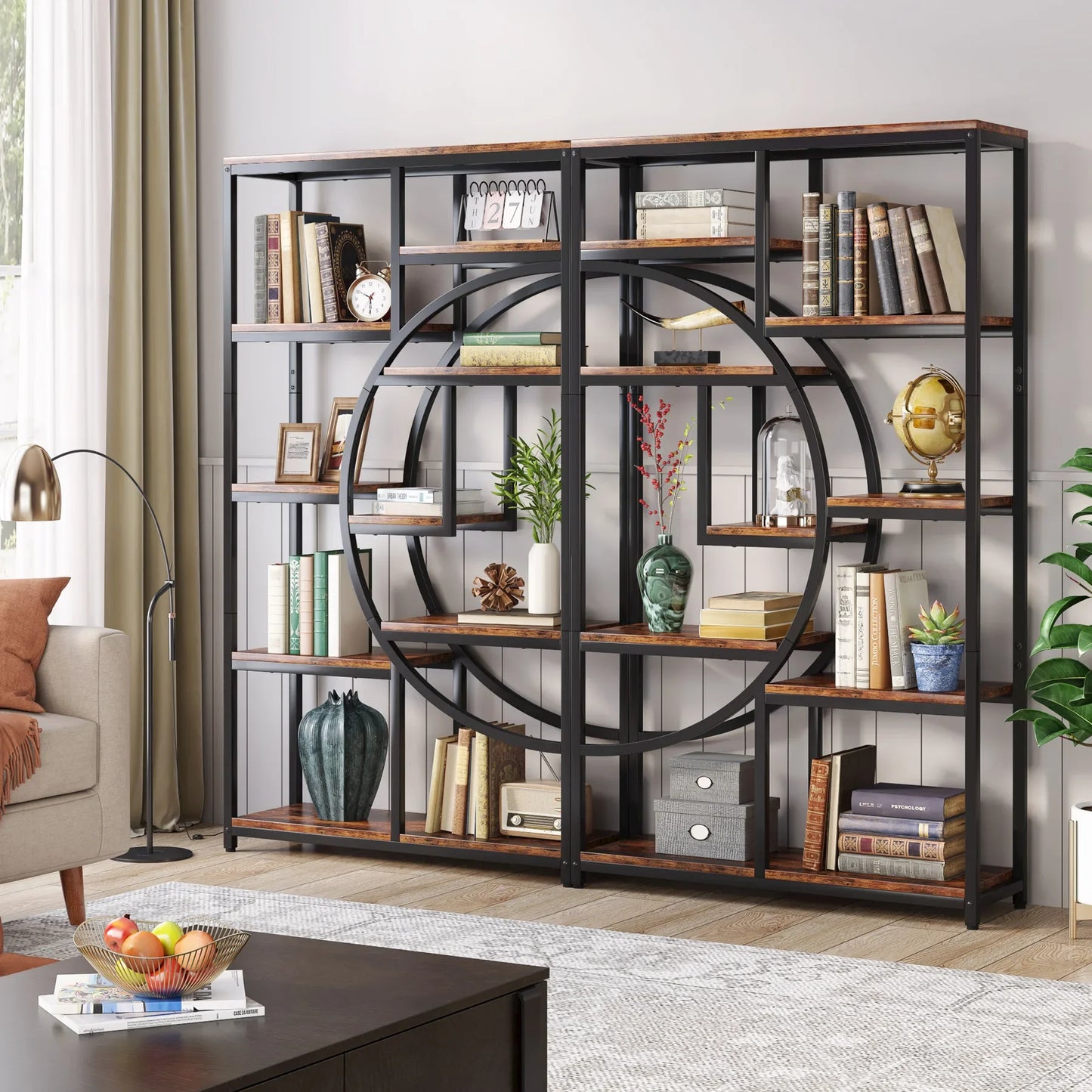 Tribesigns Industrial 5 Tier Etagere Bookcase Freestanding Display Shelf