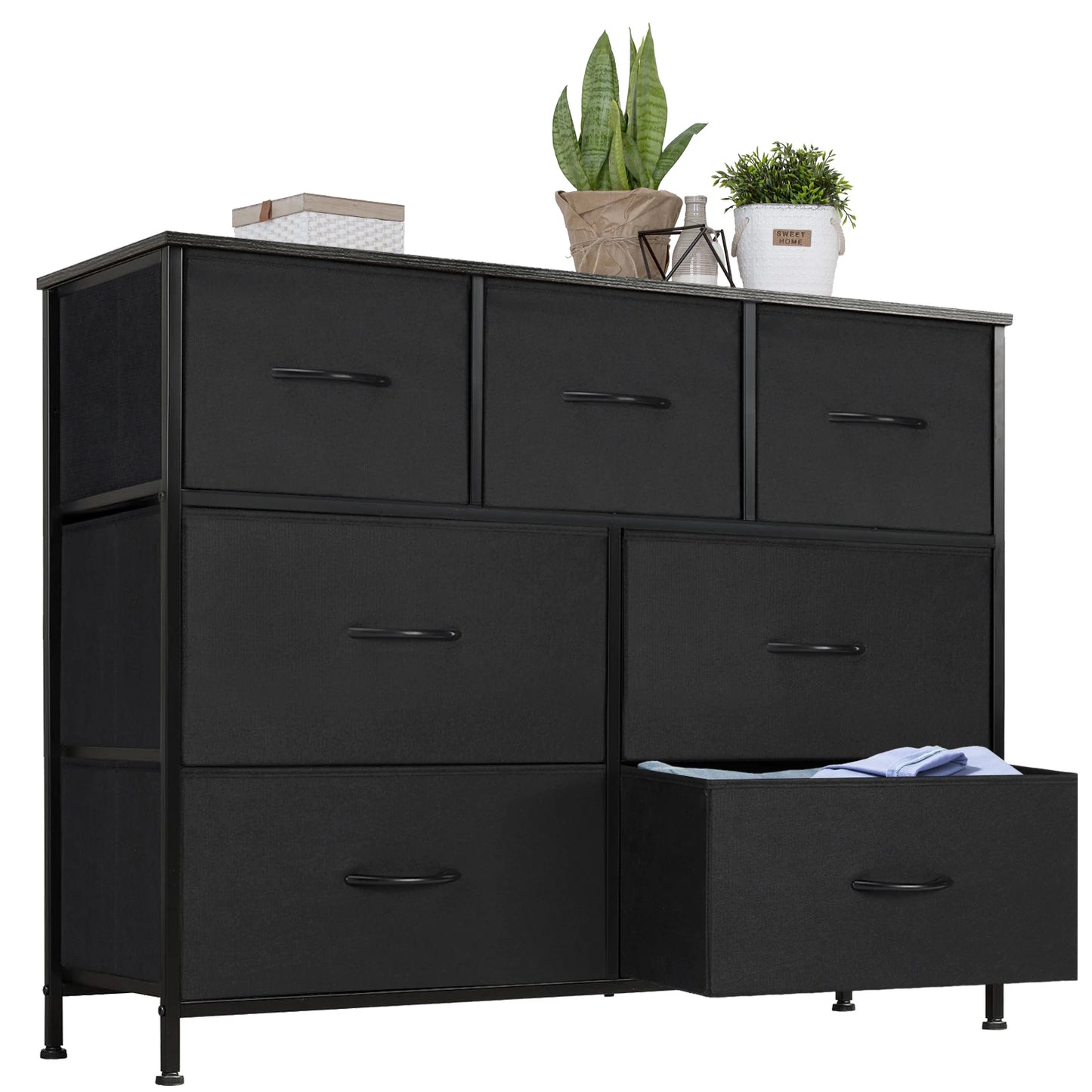 JHK Dresser With 7 Fabric Drawers Storage Cabinet For Bedroom