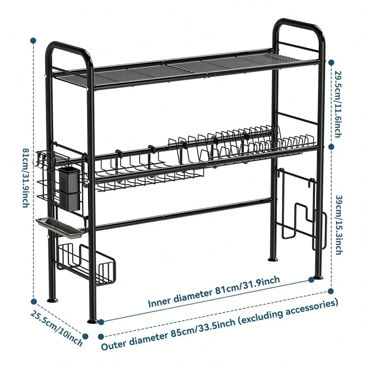 Over-The-Sink Dish Drying Rack 2 Tier System Organizer