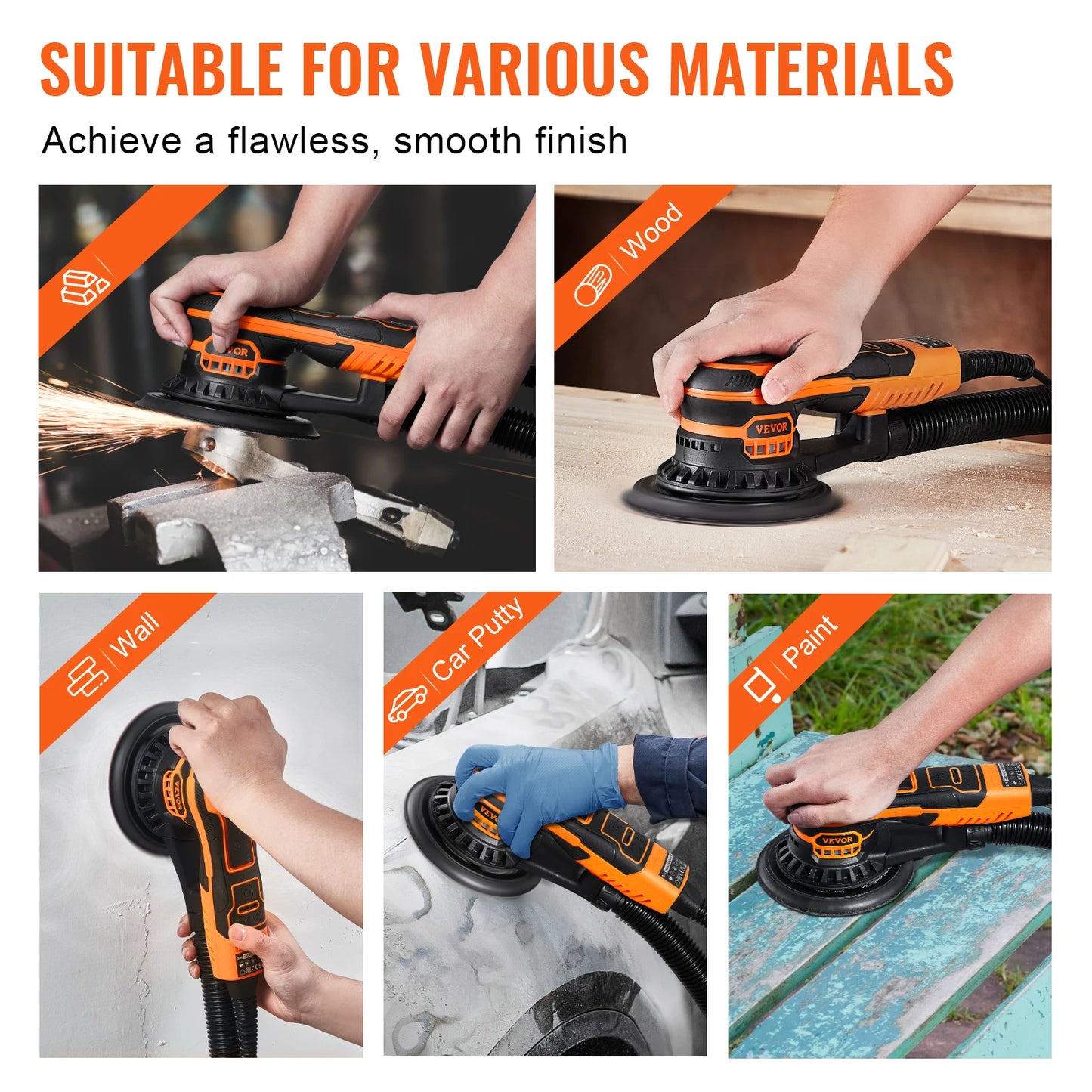 SucceBuy Random Orbital Sander Brushless 350W Variable Speed