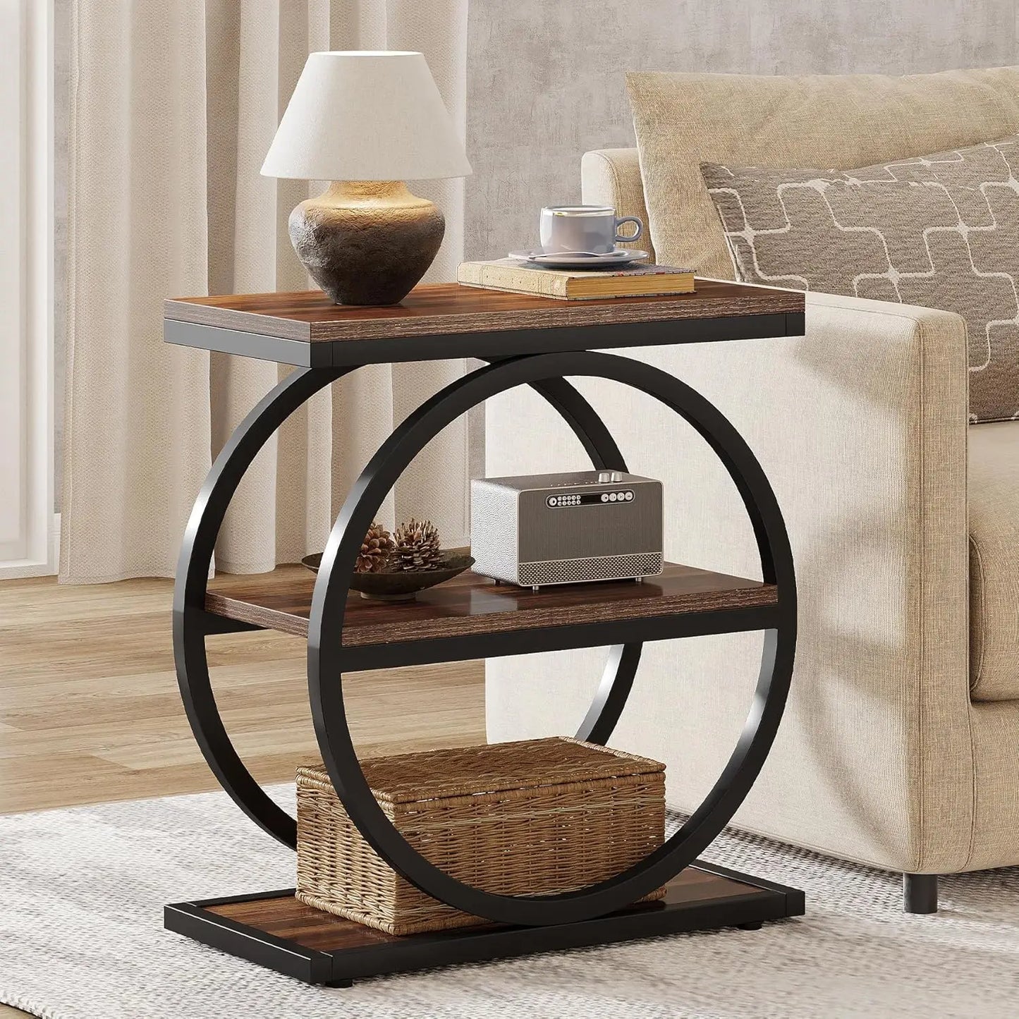 Tribesigns End Table 3 Tier Side Table With Metal Frame