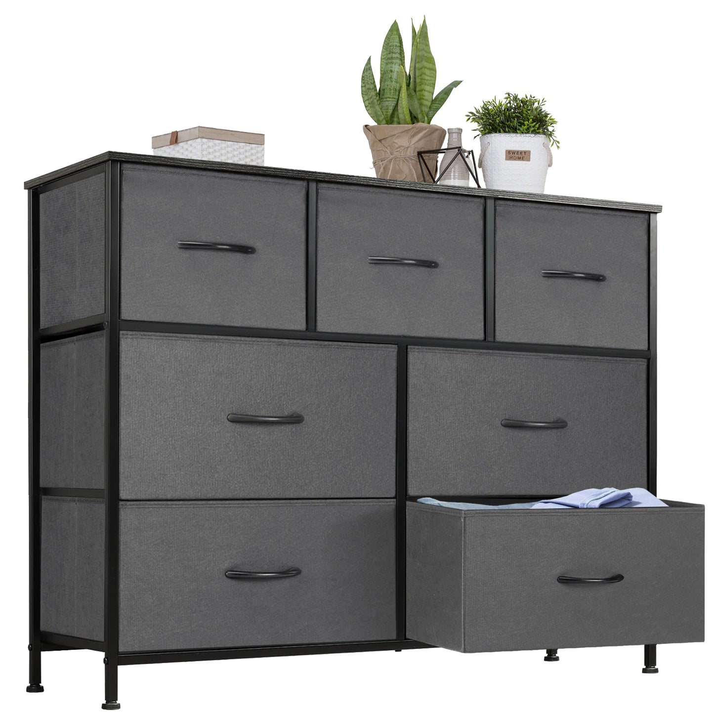 JHK Dresser With 7 Fabric Drawers Storage Cabinet For Bedroom