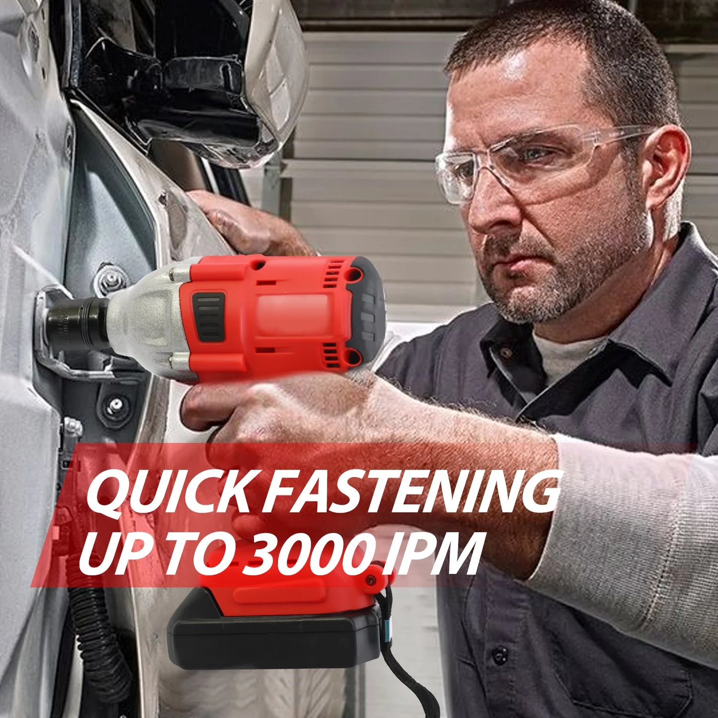 Brushless Cordless Impact Wrench Drill 1000Nm 20V With Battery