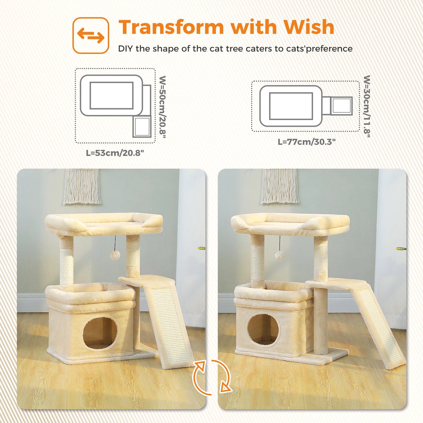 PAWZ Road Small Cat Tree Indoor Tower With Sisal Post