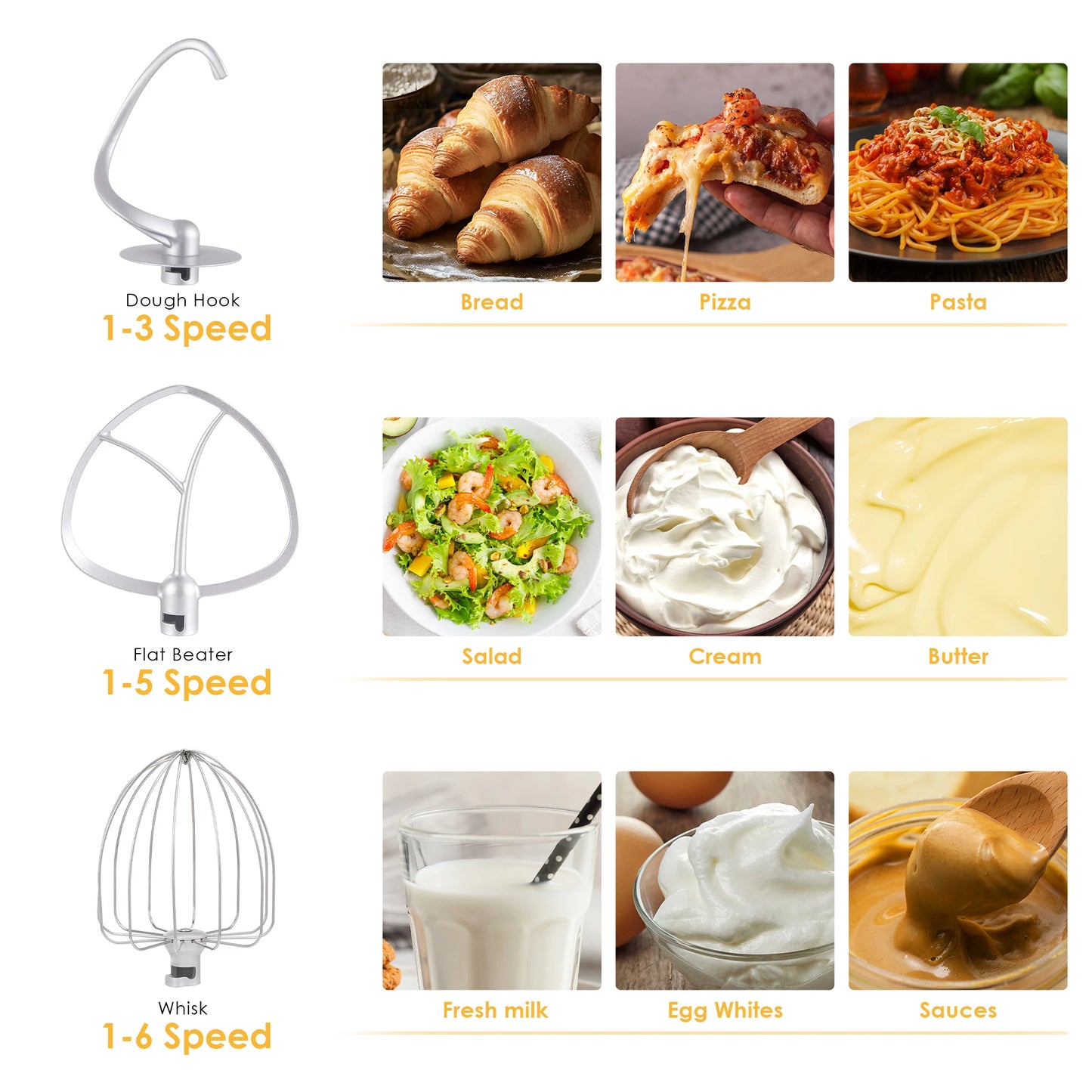 Biolomix Stand Mixer 6-Speed 1200W With Accessories