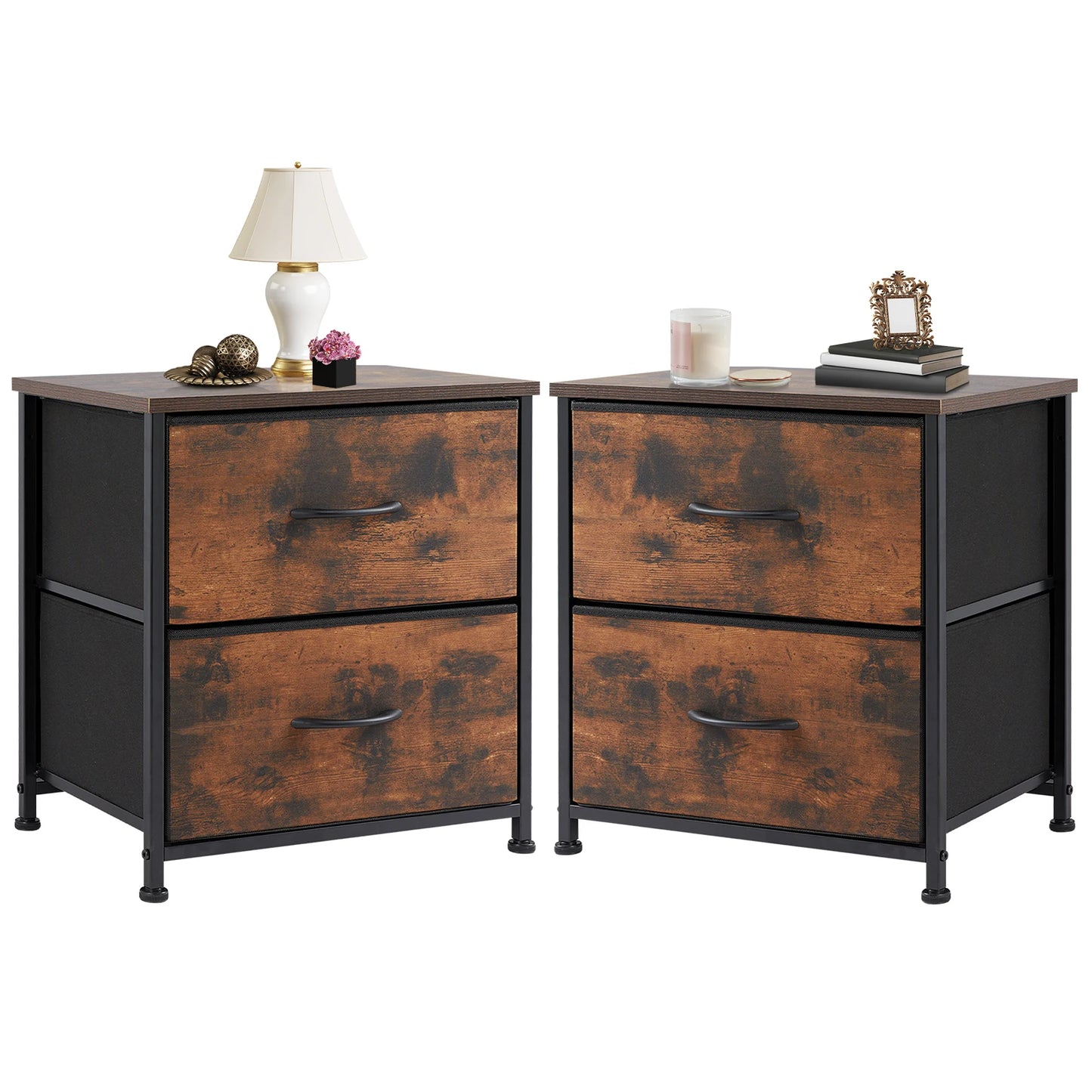 JHK Nightstand Bedside Table With Storage Drawers