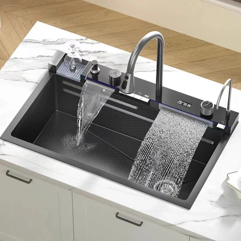 Rozin 304 Stainless Steel Kitchen Sink With Digital Waterfall Faucet