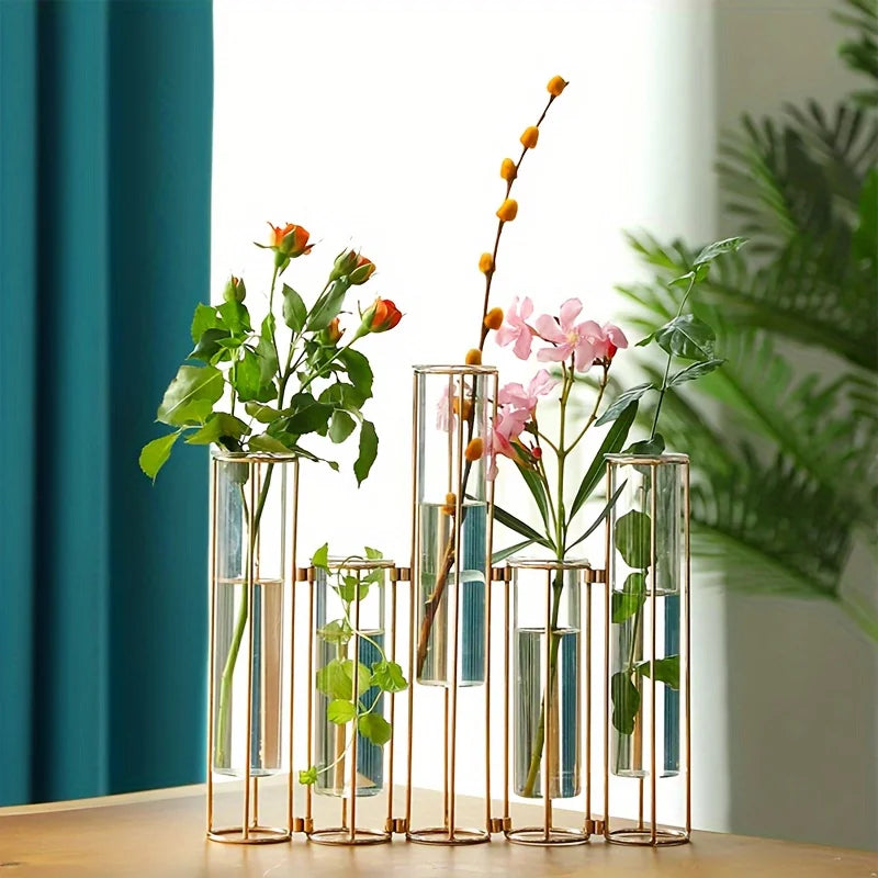Test Tube Vase Set With Five Tubes Centerpiece Vase On Stand